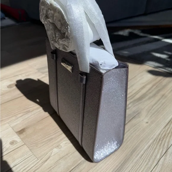 Kate Spade Kenzie Glitter Small Tote Bag KI959 Blueish Silver Purse NWT $329! - Picture 8 of 14